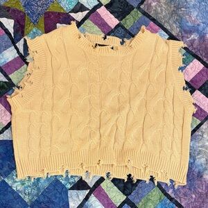 Papermoon Cream Cable Knit Cropped Top
